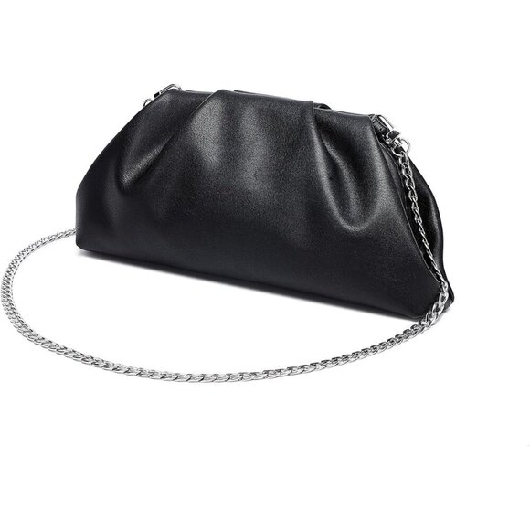 🆕Women Black PU Leather Clutch Purse Elegant Evening Bag Formal Luxurious - Picture 6 of 9